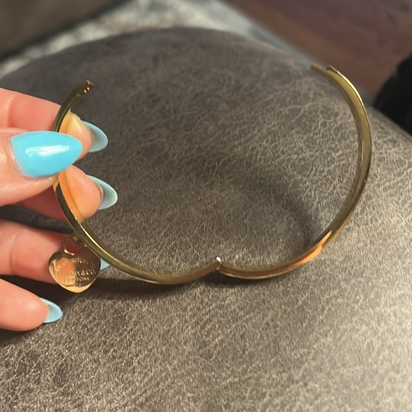 Gold-Tone Hinged Bangle Bracelet with Heart charm - Picture 5 of 11